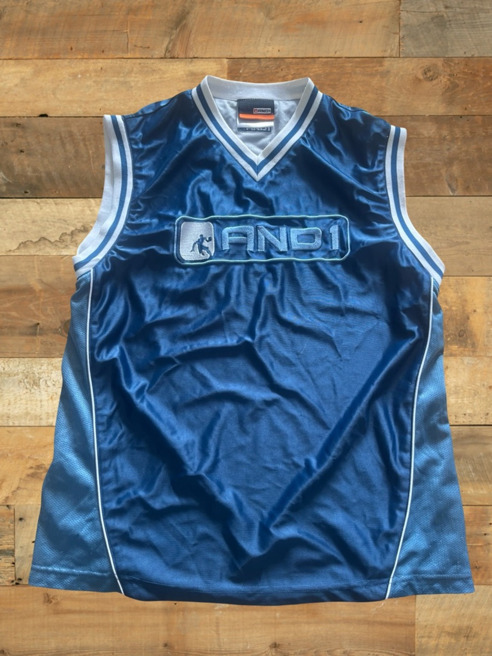 Vintage Y2K AND1 Reversible Basketball Jersey Tank Blue/Grey Size Large